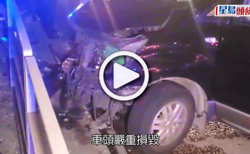 (視頻)新蒲崗客貨車掃爛毀燈柱　37歲司機狂灌水拒「吹波波」被捕